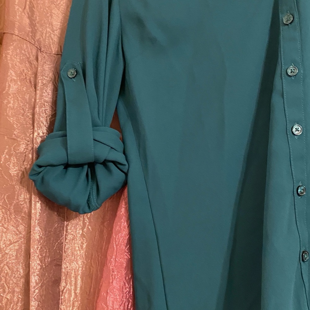 Vintage! Source Unknown Teal Button-Down Shirt - image 3